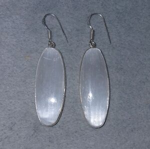 Selenite Oval Drop Earrings